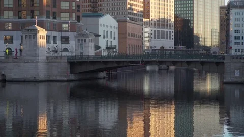 The milwaukee river at sunset Stock Footage 84801206