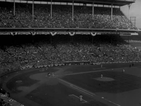 Milwaukee, WI - 10/5/57: Player gets a hit Stock Footage 233115267