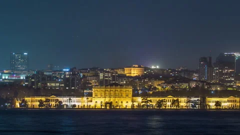 Mimar Sinan University night timelapse. Besiktas district in Istanbul taken from Stock Footage 268582444