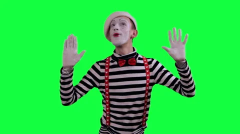 The mime is behind an invisible wall Stock Footage 45395697