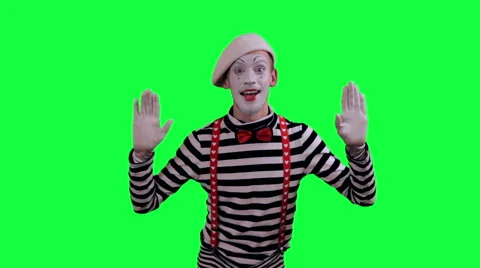 The mime is behind an invisible wall Stock Footage 45395738