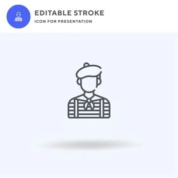 Mime icon vector, filled flat sign, solid pictogram isolated on white, logo Illustrazione stock