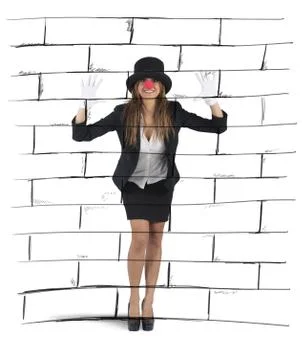 Mime imagining a wall Stock Illustration