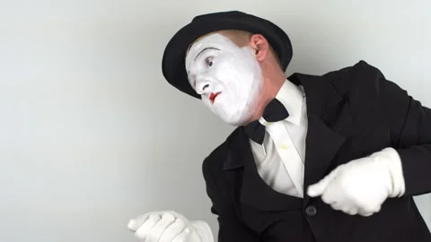 Mime keeps a virtual rope Stock-Footage 86194362