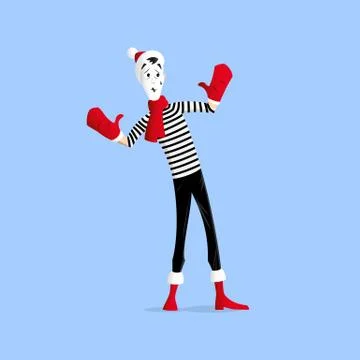 Mime performance behind wall Stock Illustration
