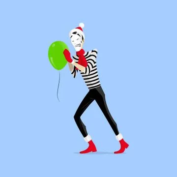 Mime performance pushing balloon Stock-Illustration