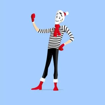 Mime performance - selfie Stock Illustration