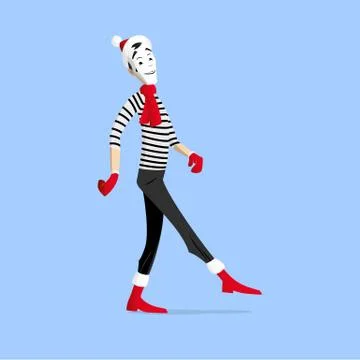 Mime performance - walking Stock Illustration