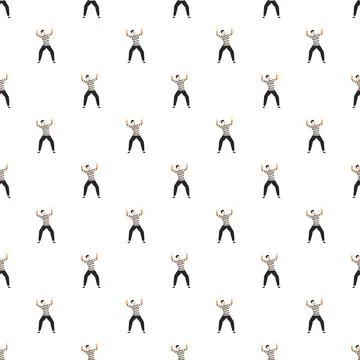 Mime performer seamless pattern standing pushing up Stock Illustration