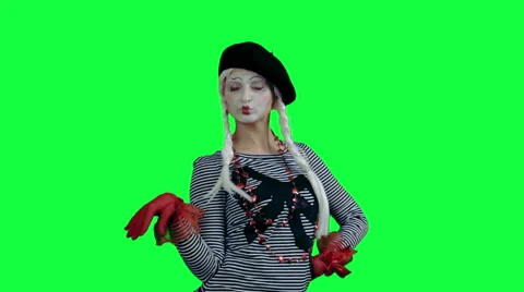 The mime posing like a fashion model Stock Footage 45395087