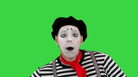 Mime pretending to be drunk in a bar on a Green Screen, Chroma Key. Stock Footage 147372512