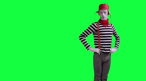 The mime pulls something on the rope Stock Footage 45394989