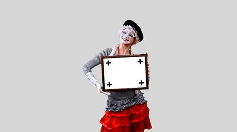 Mime with a sign 1 Stock Footage 37655723
