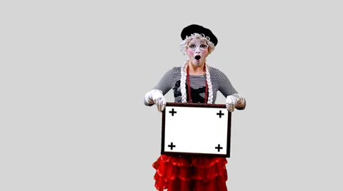 Mime with a sign 2 Stock Footage 37655756