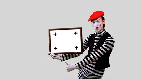 Mime with a sign 4 Stock Footage 37655861