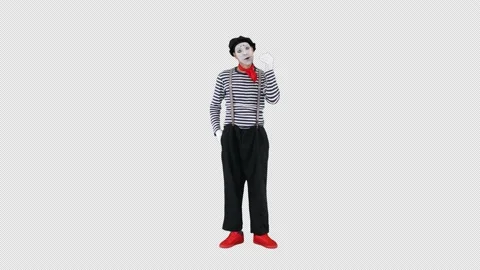 Mime talking on imaginary phone, Alpha Channel Stock-Footage 151161185