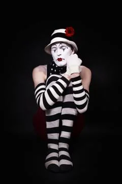 Mime in a white hat 스톡 사진