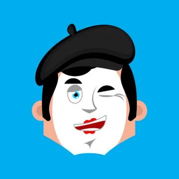 Mime winking emotion avatar. pantomime happy emoji. mimic icon. Vector illust Ilustración de archivo