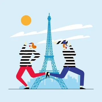 Mimes couple characters 스톡 일러스트