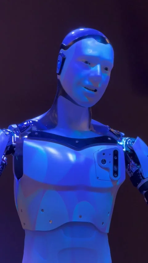 Mimicry in motion: robot emulates human fluidity, blurring lines between artific Stock Footage 265213736