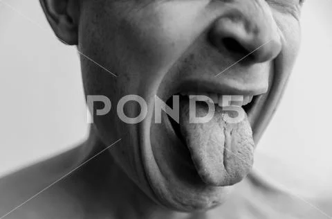 Mimicry, showing disgust . Stock Photos
