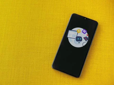 Mimo - Learning coding app launch screen with logo on the display of a black  Foto stock