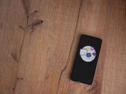 Mimo - Learning coding app launch screen with logo on the display of a black  Stock Photos