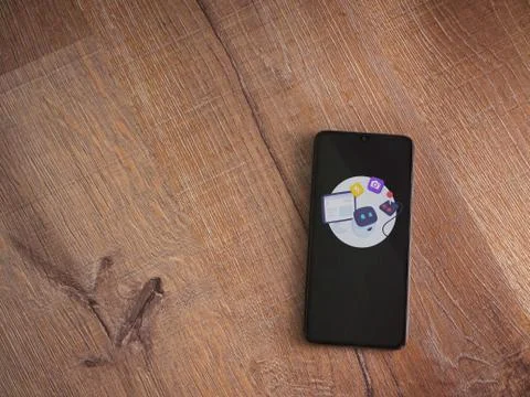 Mimo - Learning coding app launch screen with logo on the display of a black  Stock Photos