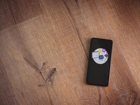 Mimo - Learning coding app launch screen with logo on the display of a black  Stock Photos