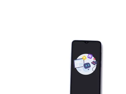 Mimo - Learning coding app launch screen with logo on the display of a black  Stock Photos