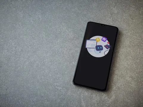 Mimo - Learning coding app launch screen with logo on the display of a black  Stock Photos