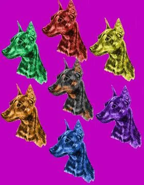 Min Pinscher Warhol Illustrazione stock