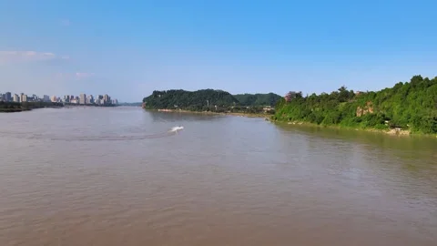 Min River Sichuan Scenic Current And Shoals 4K Aerial Stock Footage 320934070