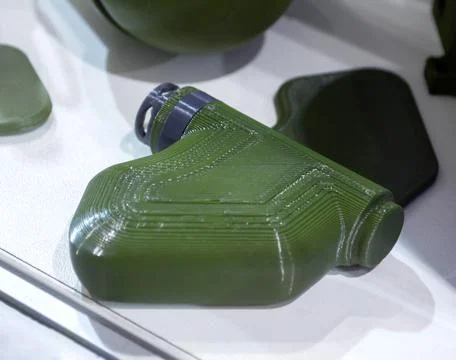 Mina Petal printed 3D printer Anti-personnel explosive mine created 3D printer Foto stock