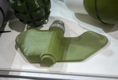 Mina Petal printed 3D printer Anti-personnel explosive mine created 3D printer Foto stock