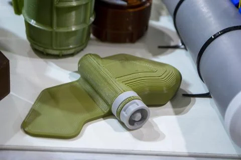 Mina Petal printed 3D printer Anti-personnel explosive mine created 3D printer Foto stock