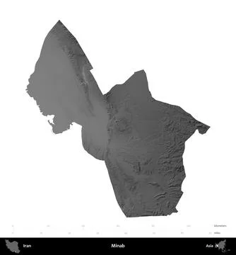 Minab, Iran, isolated on white. Grayscale Stock Illustration
