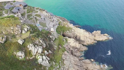 Minack Theatre Cornwall drone 4K Stock Footage 163509069