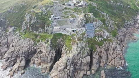 Minack Theatre Cornwall drone 4K Stock Footage 163510875
