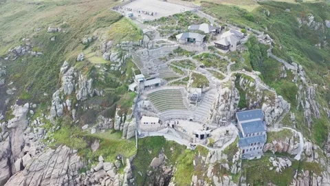 Minack Theatre Cornwall drone 4K Stock Footage 163533243