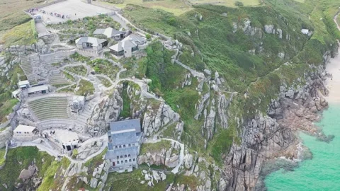 Minack Theatre Cornwall drone 4K Stock Footage 163533720