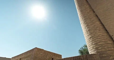 Minaret of Juma or Djuma Mosque. Khiva old town, Itchan kala. Khiva sights Stock Footage 286245503