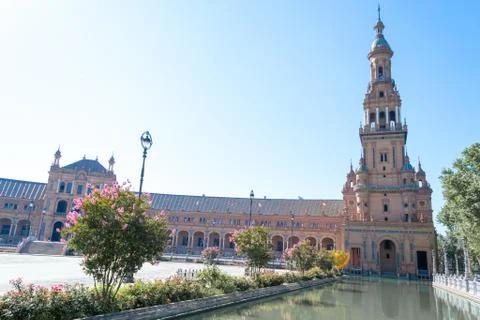 Minaret on Spain square Stock Photos