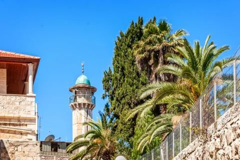 Minaret with a survey platform Foto stock