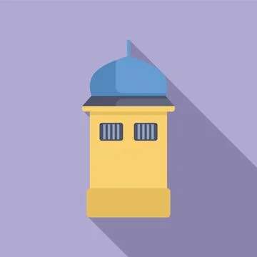 Minaret tower featuring bars on windows for muslim prayer and reflection Ilustración de archivo