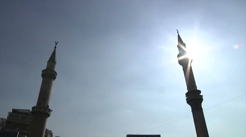 Minarets of mosque in Amman 스톡 동영상 58494742