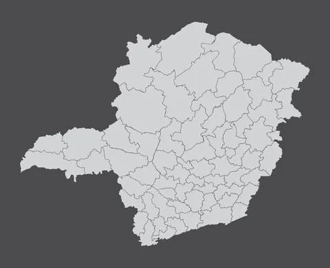 Minas Gerais State regions map Stock Illustration
