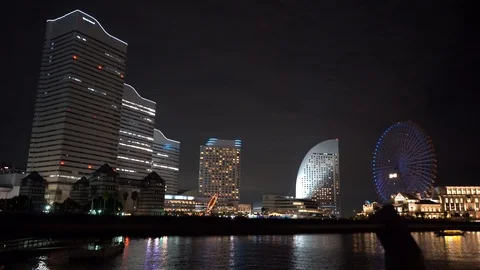 Minato Mirai in Yokohama Japan (50% slowed down) Stock Footage