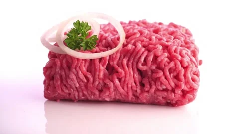 Minced Beef with Onions turn around animation - Ground Meat isolated Stock Footage 172501353