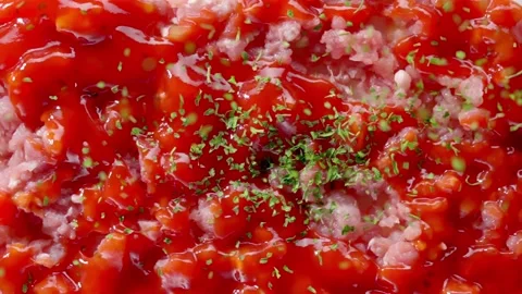 Minced Beef Sauce Parsley Spaghetti Video stock 232368352